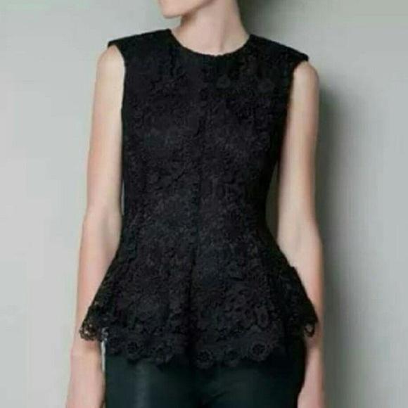 Zara Black Lace Peplum Top – XS - Picture 4 of 4